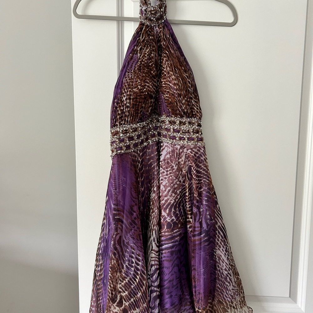 Tony Bowls Purple and Brown Backless Dress